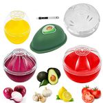 Yamesu Onion Garlic Lemon Avocado Saver Storage Keeper Holder for Fridge, BPA Free Tomato Vegetable Shaped Food Saver/Storage Containers, 5-piece Set Bundle