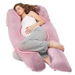 Nuliie Pregnancy Pillow for Sleeping, U Shaped Full Body Pillow Pregnancy Pillows, Maternity Pillow Support for Back, Hips, Legs for Pregnant Women, With Washable Velvet Cover (Mauve Pink)