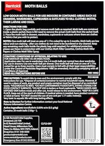 Rentokil Moth Balls Pack of 20 – Clear, Odorless Pest Control
