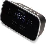 Aiwa CRU-19BK/UK Black Digital Dual Alarm/Dual USB Clock Radio for Charging Smartphones and Tablets UK Version Black