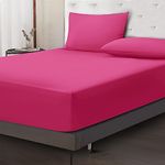 Moonlight Bedding Fitted Sheet 40 Cm Extra Deep Pocket Bed Sheets 16 inch Ultra Soft Bottom Sheet Brushed Microfiber Breathable Shrinkage and Fade Resistant (Hot Pink, Double)