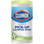 Clorox Multi-Purpose Paper Towel Wipes, Trap and Lift Messes Like a Paper Towel and Kills 99.9% of Bacteria*, Sanitizing Wipes, Jasmine Scent - 75 Wipes