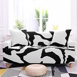 HJOSWVNS Sofa Cover Black White Pattern Sofa Slipcovers Super Soft High Stretch Couch Covers Polyester Sofa Protector Non Slip Sofa Covers Elastic Bottom Settee Covers 4 Seater,4 Seater（235-300cm）