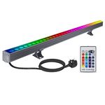 Yasotek LED Wall Washer Light with RF Remote, 144W RGBW+5000K Landscape Linear Wall Wash Light Bar, 40'' Color Changing Spot Light for Indoor Outdoor Building, Weddings, Commercial Lighting