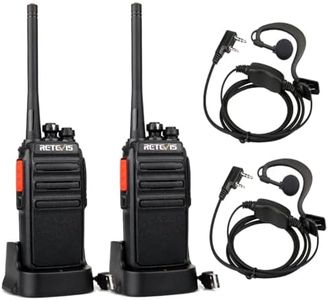 Retevis RT24 Walkie Talkie PMR446 Lizenzfreies, Professionelles Funkgerät mit Großer Reichweite und Freisprech-Walkie-Talkies für Erwachsene mit Ohrhörern und USB-Ladegerät (Schwarz, 1 Paar)