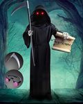 Kids Halloween Horror Ghost Costume,Boys Girls Scary Scream Ghost Face Black Robe with With props,masks,glasses. (XL)