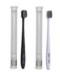 CARE CUB Black & White Flat Head Ultra Soft-Bristles Micro Nano 10,000 Nano Bristle Good Cleaning Effect For Sensitive Teeth Oral Gum Recession,Manual Toothbrush For Adults Pack Of 2