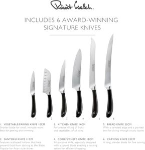 Robert Welch 7-Piece Knife Block Set – Stainless Steel Kitchen Knives
