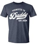 Promoted to Daddy 2024 T-Shirt Funny Humor New Dad Baby First Time, Heather Navy, XL