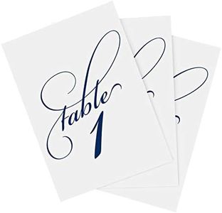 Bliss Collections Navy Wedding Table Numbers, Double Sided 4x6 Calligraphy Design, Numbers 1-40 and Head Table Card Included