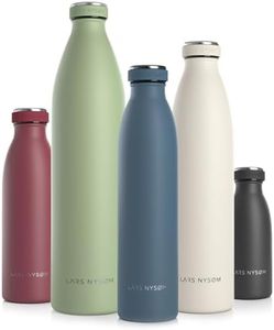 LARS NYSØM Stainless Steel Insulated Water Bottle 12oz 17oz 25oz 34oz 51oz | BPA-free Insulated Thermo Flask for Hot and Cold Beverages | Leakproof Drinking Bottle (Blue Stone, 25oz)