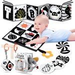 5 in 1 Black and White High Contrast Baby Toys 0-3 Months for Newborn, Tummy Time Toys Montessori Toys for Babies 0 3 6 9 Months - Infant Sensory Soft Book Toys for Babies Girls Boys Baby Gifts