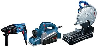 Bosch Concrete, Steel & Wood Gbh 220 Corded Electric Professional Rotary Hammer (720Watt, 2.0J, 2.3 Kg) & 0601B373F0-GCO220 2200-Watt 14-inch Chop Saw Machine (Blue) & GHO 6500 Professional Planer