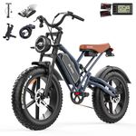 X50 Electric Bike for Adults with 20'' Fat Tyres, 48V 17Ah Removable Battery & 250W Motor, 7-speed Electric Bicycle with LCD Smart Display NFC Card and Indicators, Off Road Ebike for Adults commuting