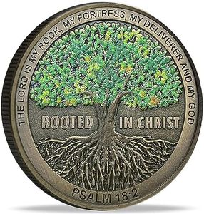 Rooted in Christ The Lord is My Rock, My Fortress, My Deliverer Faith-Based Christian Challenge Coin Bible Verse Gift (Single Coin)