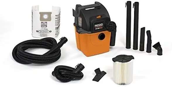 RIDGID Wet Dry Vacs VAC5000 Portable Wall Mount Wet Dry Vacuum Cleaner for Shop or Garage, 5-Gallon, 5.0 Peak Horsepower, Small Shop Vacuum Cleaner for Garage or Home