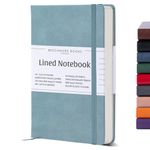 Beechmore Books Lined Journal Notebook, 5.8 x 8.3 inch, A5 160 Lined Pages, Hardcover Leather Journals for Women, Men, Writing and Notebooks for Work - 120 GSM Thick Paper, Gifts Box Included