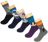 Wrapables Famous Painting Masterpiece Artwork Crew Socks (5 pairs), Collection 2, Fits Women's 9-11