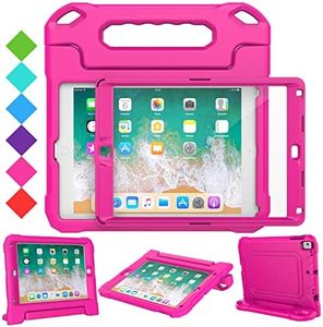 SUPLIK Kids Case for iPad 5th/6th Generation (9.7 inch, 2017/2018), iPad Air 1 & Air 2 & Pro 9.7 Case with Screen Protector, Durable Shockproof Protective Cover with Handle Stand, Pink