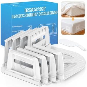 INSMART Sheet Holders - Bed Sheet Holder for Corners & Sides, Strong Elastic Sheet Straps & Grippers. Secures Fitted Sheet for Universal Fit Bed, Keep Sheets Tight All Night (Sheet Holders)
