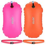 JOTO 2 Pack Swim Buoy Float for Open Water, Swimming Belt Bubble Safety Float with Adjustable Waist, Snorkeling, Swim Training, Triathletes, Kayaking -Orange & Magenta