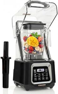 CRANDDI Smart Commercial Blender with Digital Touch Screen and Removable Cover, Quiet Shield 52oz 2200W with 4 Preset Programs of Juice, Smoothies, Frozen Drinks & More, K80TS, Black