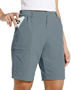 Willit Women's 10" Hiking Cargo Shorts Stretch Golf Active Long Shorts Quick Dry Outdoor Summer Shorts Utility Blue M