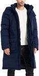 Rejork Men's Extra Long Parka Winter Coats Hooded Puffer Jacket Heavy Warm Water-resistant Outerwear Cold Weather, Navy, M