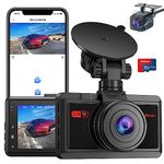 WeBeqer Dash Cam Front and Rear Built-in WiFi, 2.5K+1080P Dual Dashcam for Cars with 64G SD Card, APP Control, WDR, Night Vision, 170°+140°Wide Angle, Parking Monitoring, G-Sensor, Loop Recording