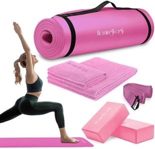 HemingWeigh pink yoga mat set, yoga kit, 1/2 Inch Thick yoga mat pink style with pink accessories