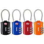 Diyife TSA Luggage Locks, [Newest Version][4 Packs] 3-Digit Security Padlock, Combination Padlocks, Code Lock for Travel Suitcases Luggage Bag Case etc.(Black&Blue&Red&Orange)