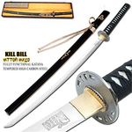 MedievalDepot Musashi Kill Bill Katana Replica - Hand-Forged 1060 Carbon Steel Blade 40" with Display Stant (Sharpened)