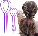 Vrose Flosi Topsy Tail Hair Tool Hair Pull Through Tool Hair Loop Styling Tool - Ponytail Maker French Braid Loop For Hair Styling Gifts For Women - Braiding Hair Supplies (pink+purple)