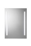 Croydex Horton Bathroom Mirror with LED Lights, Bathroom LED Mirror Battery Operated, Easy to Install, All Fittings Included, LED Mirror Bathroom, Two LED Light Strips, Button Power Switch, 70x50cm