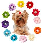 BIPY 20PCS Dog Hair Bows with Rubber Bands for Puppies Cats Pet Kitten Valentine’s Day Wedding Festival Grooming Accessories Attachment