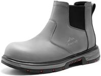 NORTIV 8 Slip On Work Boots for Men Steel Toe Waterproof Safety Construction Boots for Men,Size 10,GREY,SNIC2427M