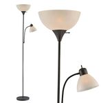 Adjustable Black Floor Lamp with Reading Light - Lampe Sur Pied - Susan Modern Standing Floor Lamps for Living Room, Office Lamp 72" Tall 150 Watt Pole Lamps for Living Room with Side Reading Light