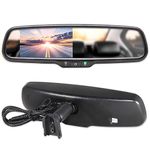 EWAY Auto Adjusting Brightness 4.3" LCD Screen Car Rear View Mirror Monitor Display with Universal Mount for Most of Car Models | Support Backup Camera for Parking Assistance