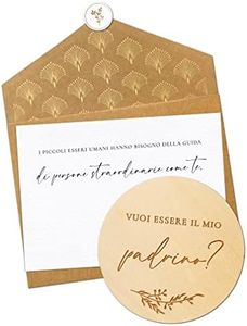 Joli Coon Vuoi essere il mio padrino carta di legno con busta pieghevole e sigillo adesivo - Idee per chiedere di essere padrino