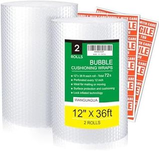 wanguagua 2 Pack 12 Inch x 72 ft Total Bubble Packing Wrap for Moving Boxes Shipping Cushioning Supplies Perforated Every 12”