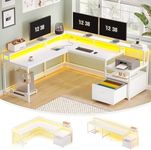 SEDETA White L Shaped Gaming Desk, 