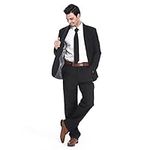 U LOOK UGLY TODAY Men's Party Suit Solid Color Prom Suit for Themed Party Events Clubbing Jacket with Tie Pants Black-L