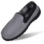 MIXIN Slip Ons Home Slippers for Men Size 10 Comfortable Indoor Outdoor Driving Loafers Shoes Grey Black