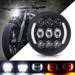 SUPAREE 5-3/4” 5.75 Inch LED Headlight with Halo DRL Turn Signal fit for Dyna Street Bob Super Wide Glide Low Rider Night Rod Train Softail Deuce Sportster Iron 883