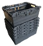 46 Litre BLACK Heavy Duty Stack Nest Bale Arm Plastic Supermarket Storage Box Swing Bar Container Crate! (5)