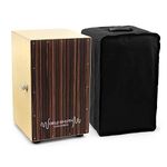 World Rhythm Cajon Cahon Full Size Box Drum with Adjustable Snare, Padded Gig Bag, Cushion - wood color- World Rhythm CAJ2-BK