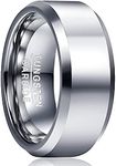 Cloyo Mens Silver Ring 8mm Beveled Tungsten Ring for Wedding Engagement Comfort Fit Size V 1/2