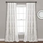 Lush Decor Nova Ruffle Window Curtain Panel Pair, 42" W x 84" L, White