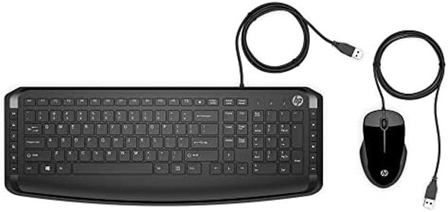HP Pavilion 200 Teclado y Ratón con Cables - (1600 PPP, Puerto USB 2.0, Indicador LED, Windows 10, Windows 8) Teclado QWERTY Español, Color Negro