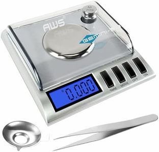 AWS Gemini-50 Milligram Scale 50g x 0.001g – Digital Jewelry/Lab Scale for Powder, Gold, Gems – Includes Calibration Weights, Tweezers & Tray – Tare, Cal, 6 Units, Pocket Size Mg Scale (Silver)